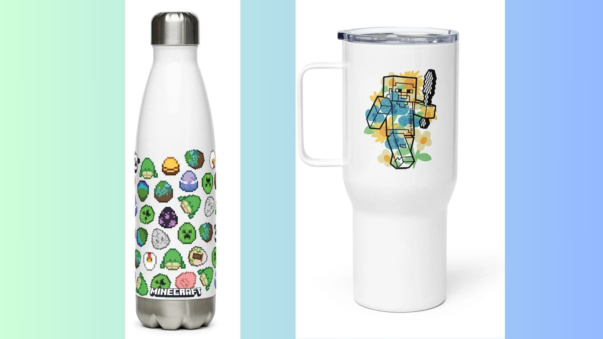 The durable bottles are one of the best Minecraft merch for students to carry to school or university (Image via Minecraftshop.com)